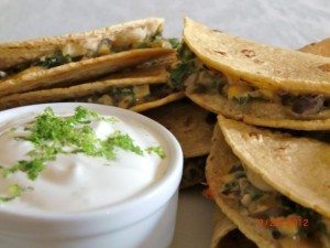 Kale, Black Bean, and Corn Moons with Lime Cream Dip Kale, Black Bean, and Corn Moons with Lime Cream Dip