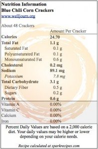 Recipe - Blue Chili Corn Crackers Nutrition Information Recipe - Blue Chili Corn Crackers Nutrition Information